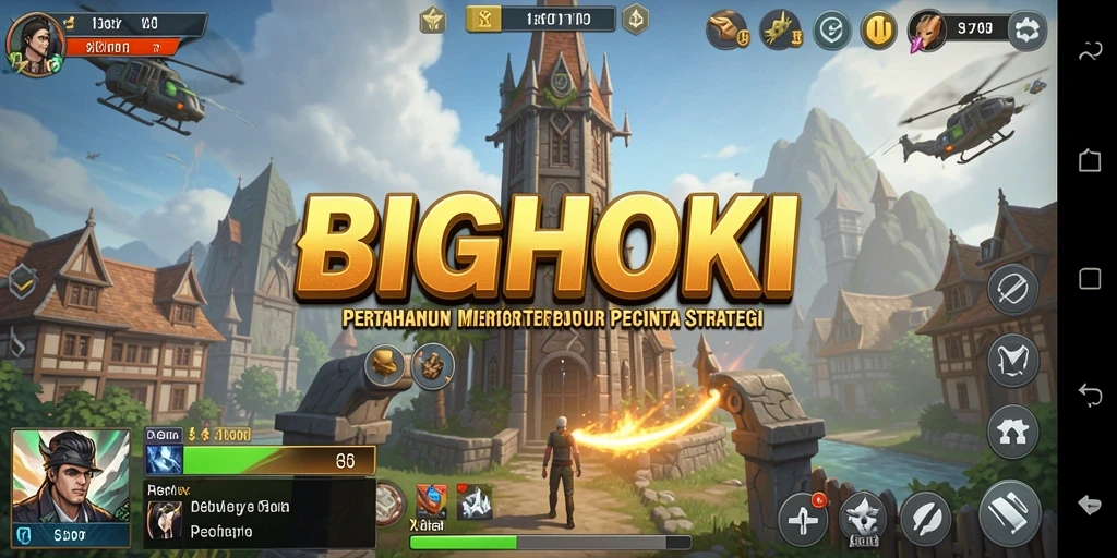 Tampilan gameplay seru dari BIGHOKI dalam mode Tower Defense.