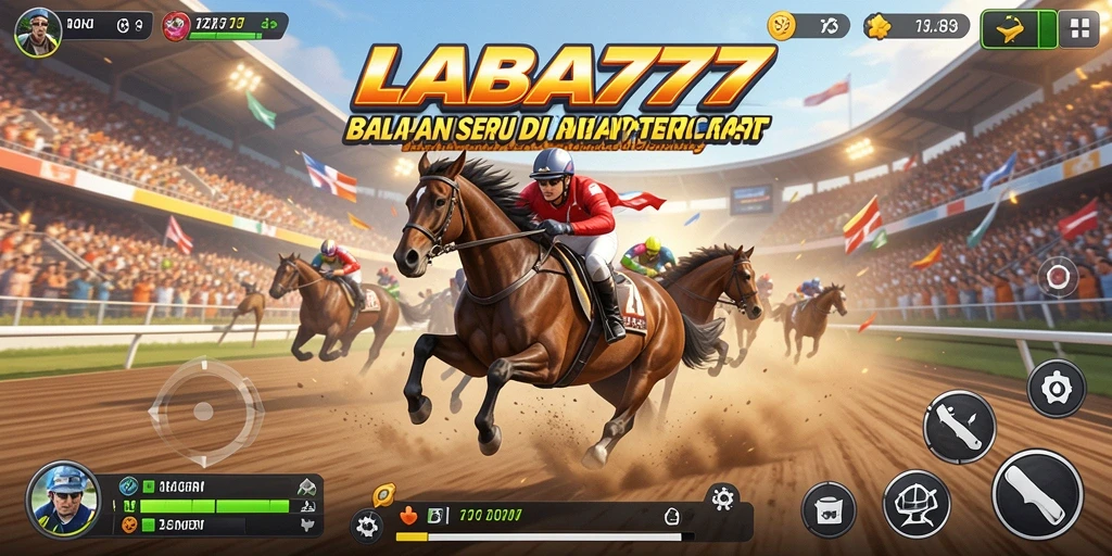 Tampilan gameplay LABA777 yang mendebarkan dengan mobil balap di lintasan.
