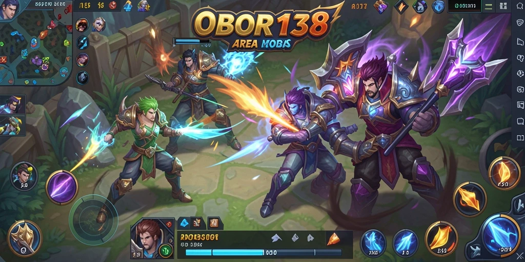 Tampilan seru dari gameplay bertarung di arena MOBA.