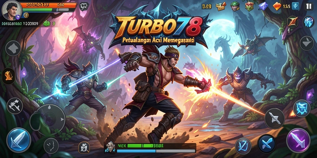 Gameplay seru dengan pertempuran epik dalam TURBO78.